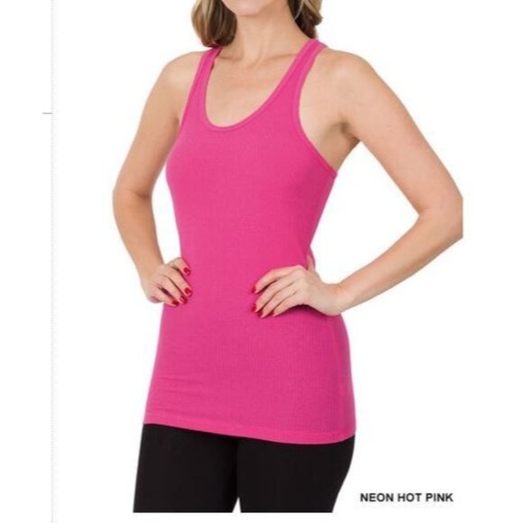 Zenana Outfitters Tops - #0300 Zenana NWOT Neon Hot Pink New Ribbed Racerback Tank Top Size Large